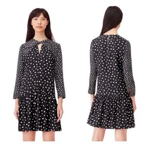 NWT! Rebecca Taylor Silk-Blend Nova Dot Jacquard Twist Neck Dress. Size 00.